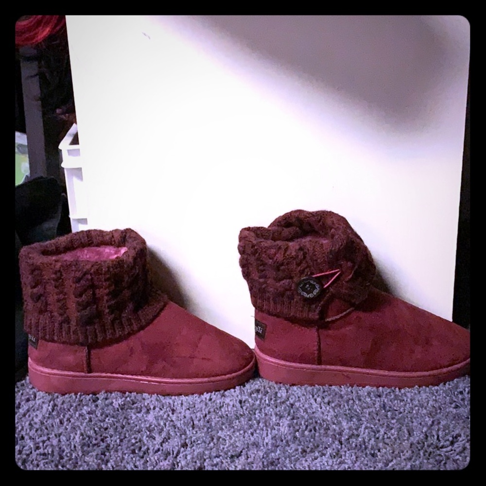 Red ankle boots